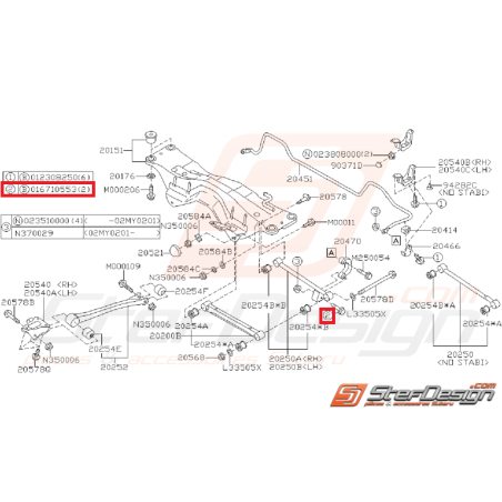 Vis fixation de links arrière GT 93-00 WRX 01-07 STI 01-04