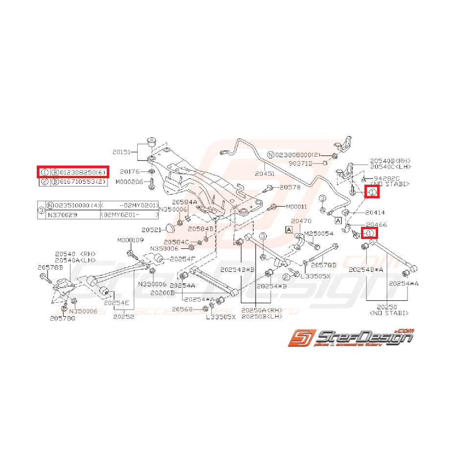 Vis fixation silent bloc barre stabilisatrice WRX/STI 01-07