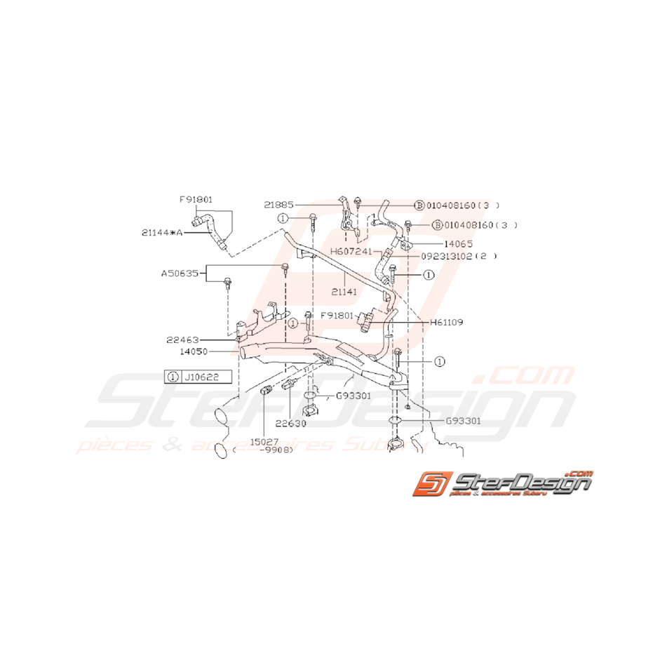 Ensemble Pieuvre d'Eau Subaru Impreza GT 1999 - 2000