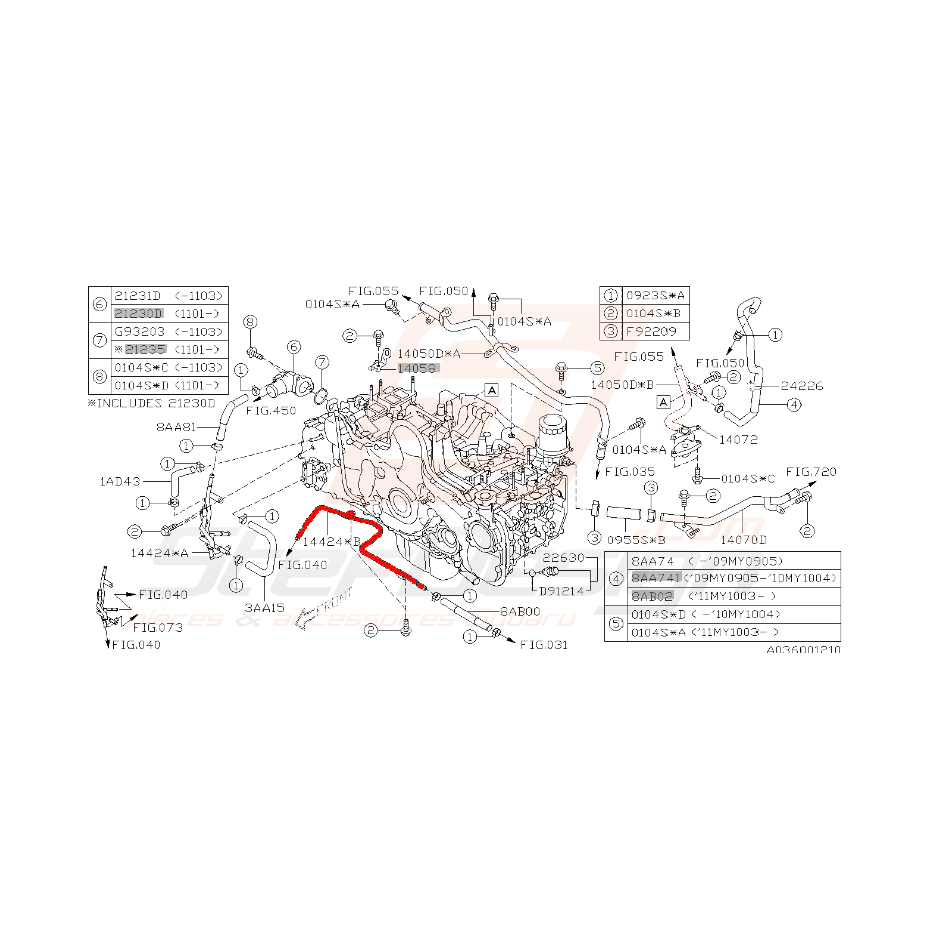 Tuyau turbo - compresseur subaru diesel 2008