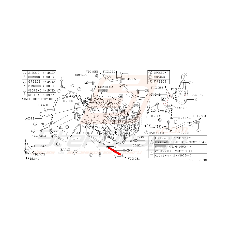 Durite d'eau pour subaru diesel 2008