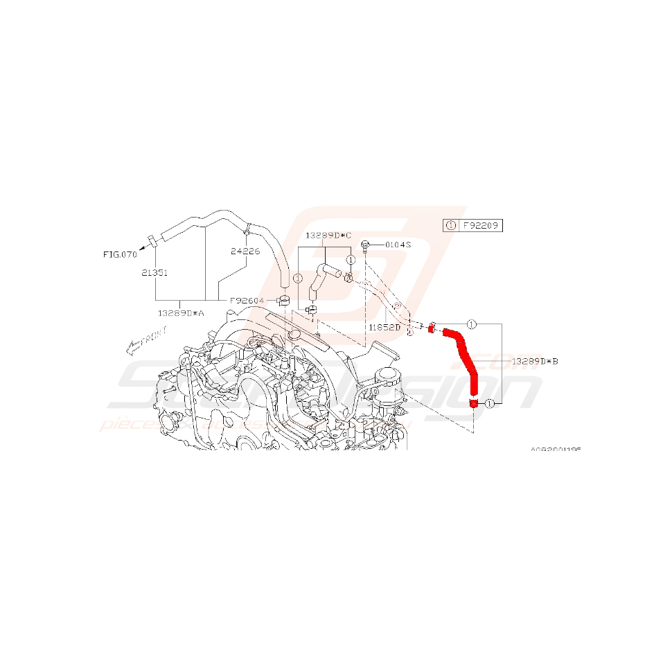 Tuyau moteur de reniflard pour subaru diesel 2008