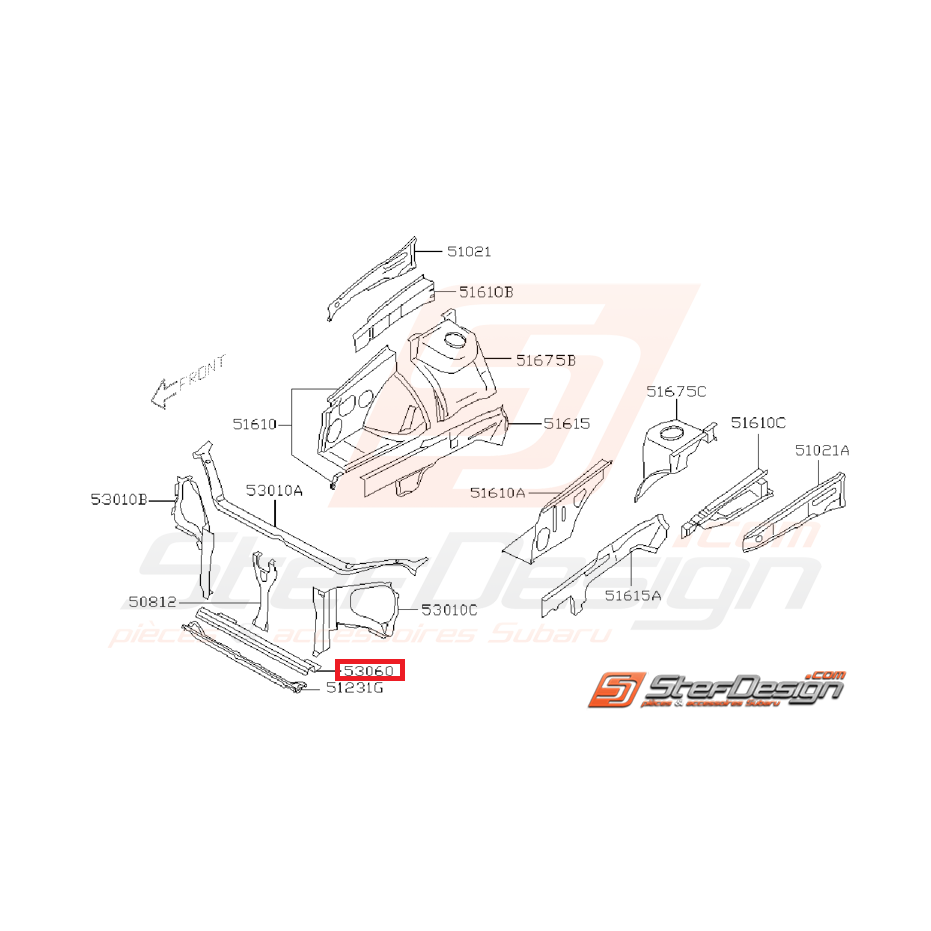 Traverse inférieur avant WRX/STI 01-02