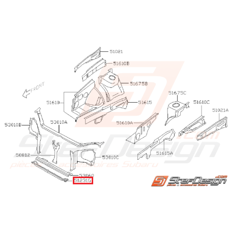 Traverse de radiateur inférieur WRX/STI 01-07