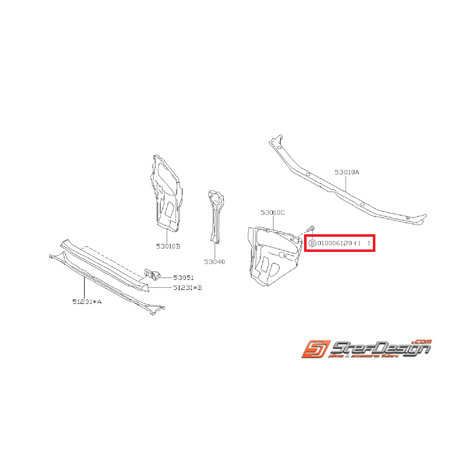 Vis pare-choc SUBARU IMPREZA GT 93-98 Vis pare-choc SUBARU IMPREZA GT 93-98