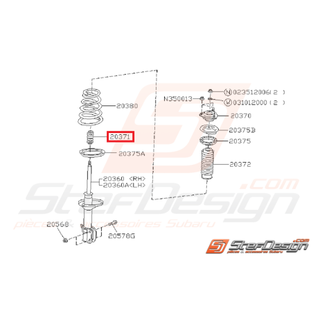 Renfort d'amortisseur arrière sur tige GT 93-00 WRX 03-05