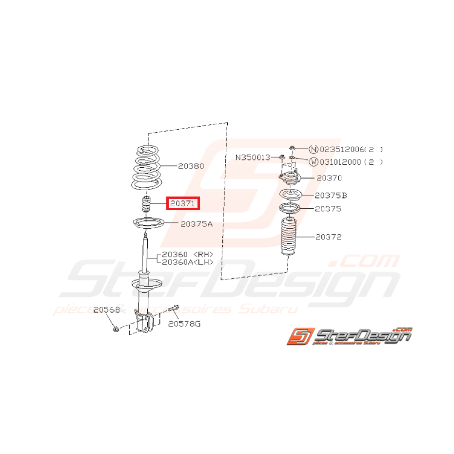 Renfort d'amortisseur arrière sur tige GT 93-00 WRX 03-05