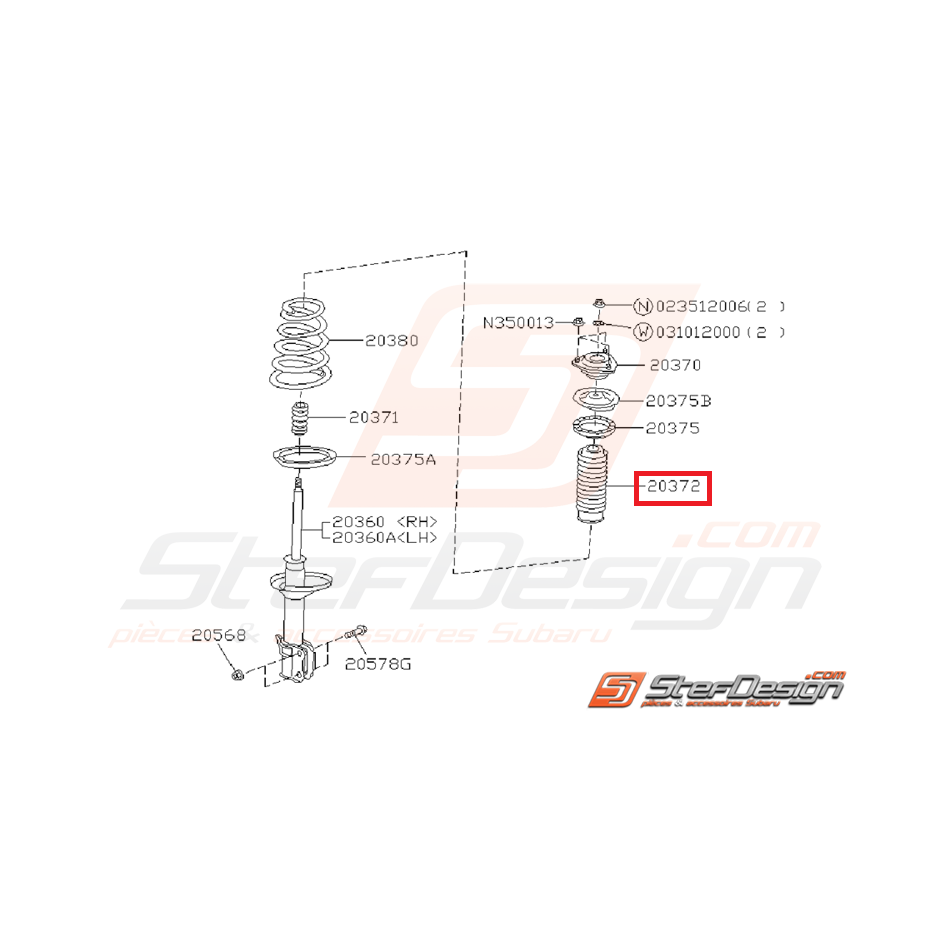 Cache poussière d'amortisseur arrière GT 93-00