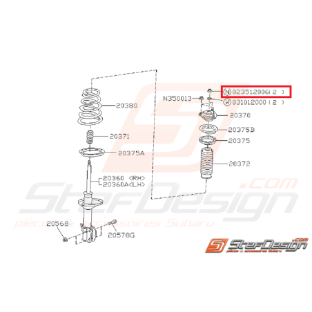 Écrou d'arrêt d’amortisseur arrière SUBARU GT 93-00