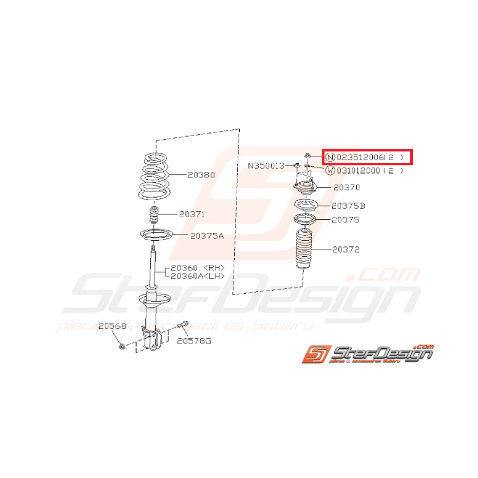 Écrou d'arrêt d’amortisseur arrière SUBARU GT 93-00 Écrou d'arrêt d’amortisseur arrière SUBARU GT 93-00