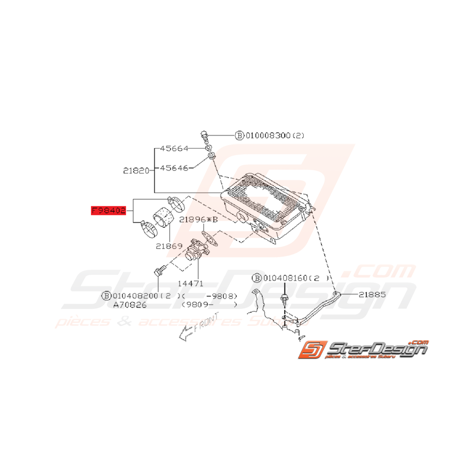 Collier Durite Échangeur Origine Subaru Impreza GT 1999 - 2000