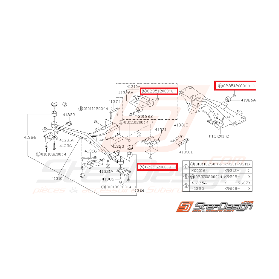 Écrou auto-bloquant amortisseur avant/arrière SUBARU STI 01-07