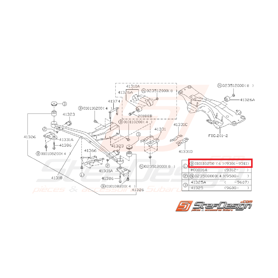 Vis de fixation de support down pipe STI 08-14