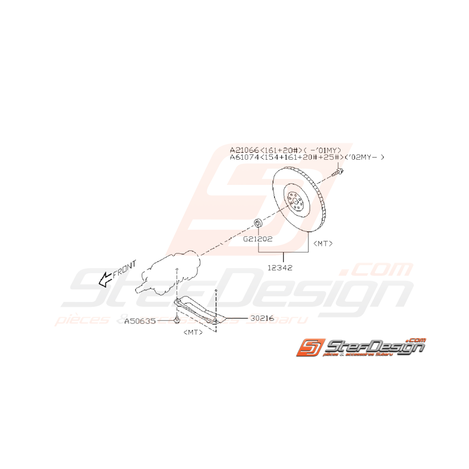 Ensemble Volant moteur Subaru WRX 2001 - 2005