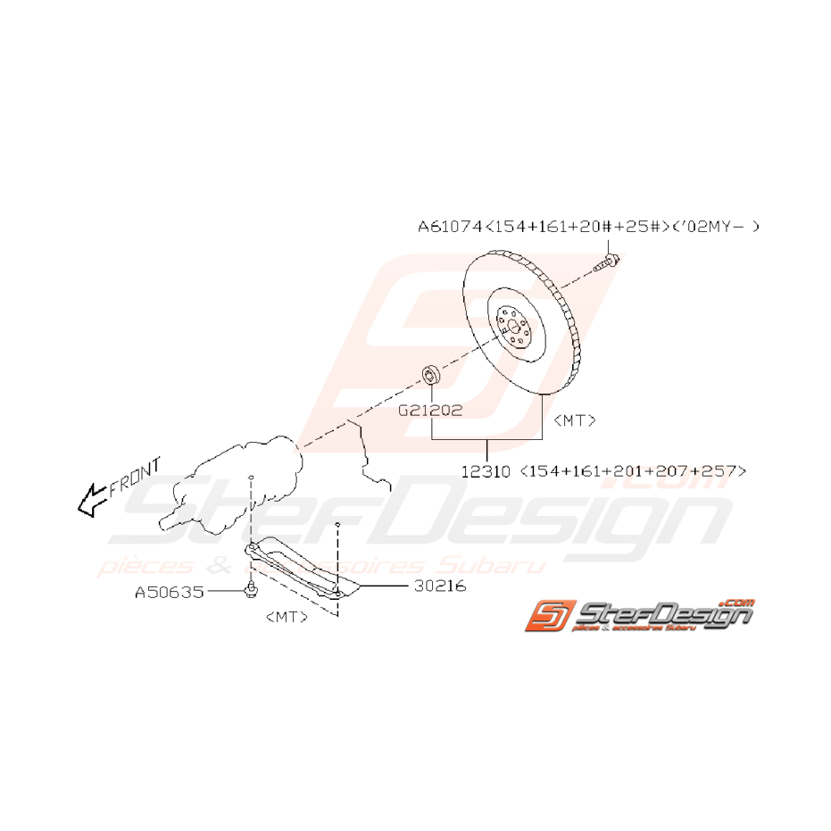 Ensemble Volant moteur Subaru STI 2002 - 2005