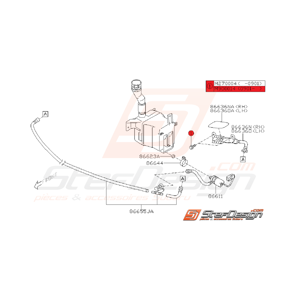 Vis Lave-phare Origine Subaru WRX / STI 02/2009 - 2010