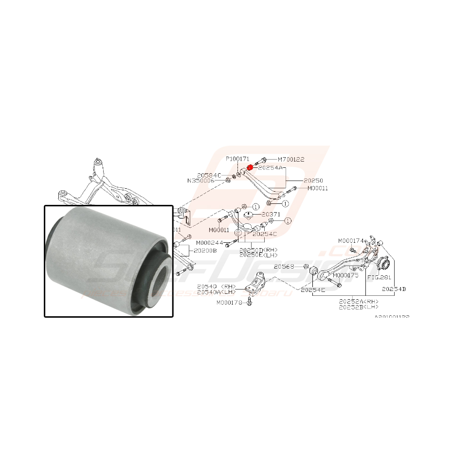 Silent bloc de tirant arrière pour subaru legacy 2007