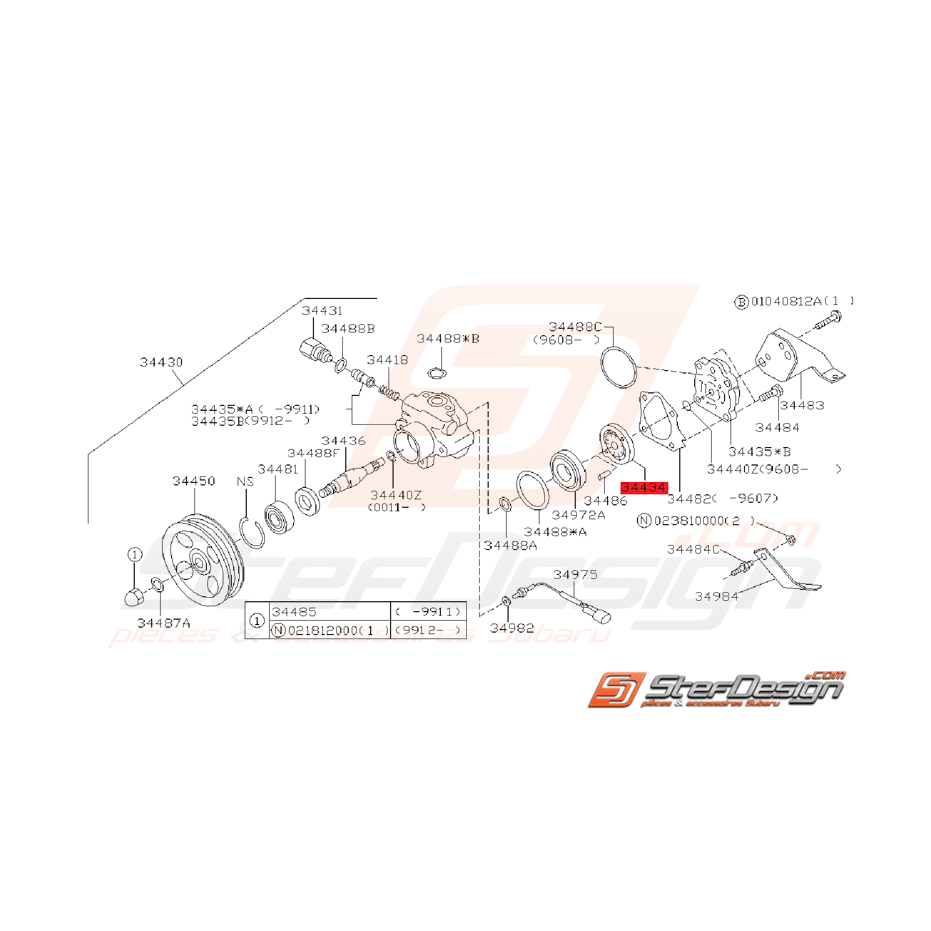 Élément Pompe de DA Origine Subaru GT 1999 - 2000