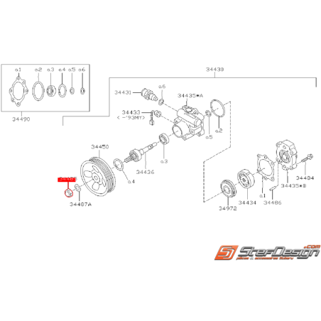 Écrou de pompe de direction assistée SUBARU GT 93-00