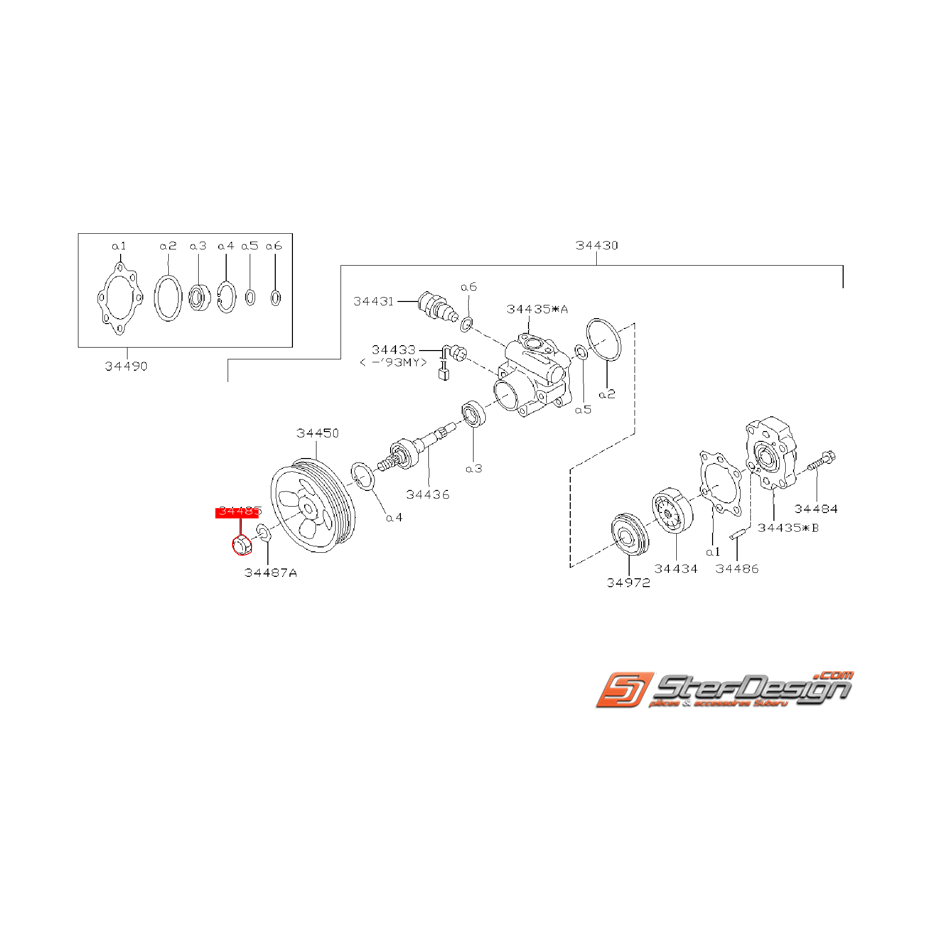 Écrou de pompe de direction assistée SUBARU GT 93-00