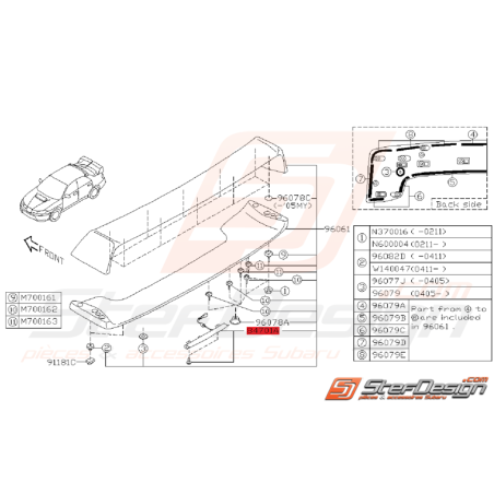 Feu Stop Becquet Origine Subaru STI 2003 - 2005