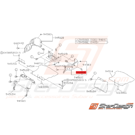 Clips Garniture de Coffre Origine Subaru GT 1993 - 2000