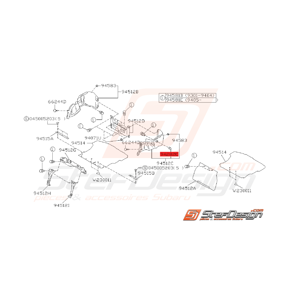 Clips Garniture de Coffre Origine Subaru GT 1993 - 2000