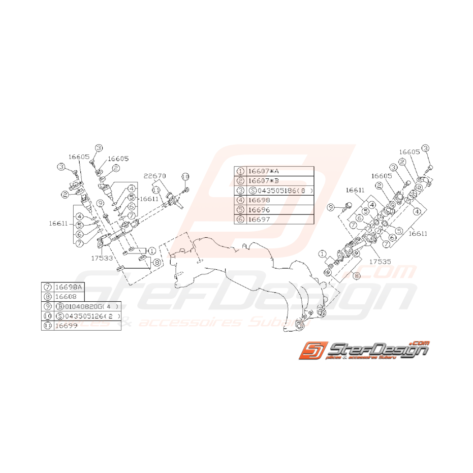 Ensemble Joints Injecteur Essence Origine Subaru GT 1993 - 1996