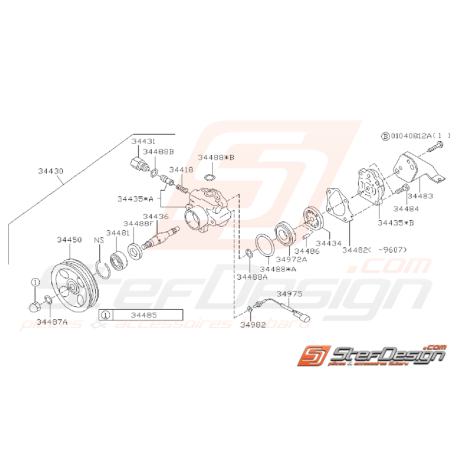 Ensemble Pompe de Direction Assistée Origine Subaru GT 1993 - 1996