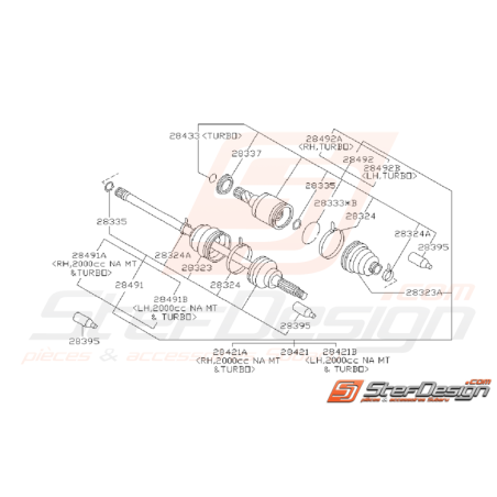 Ensemble Cardan Arrière Origine Subaru GT 1993 - 2000