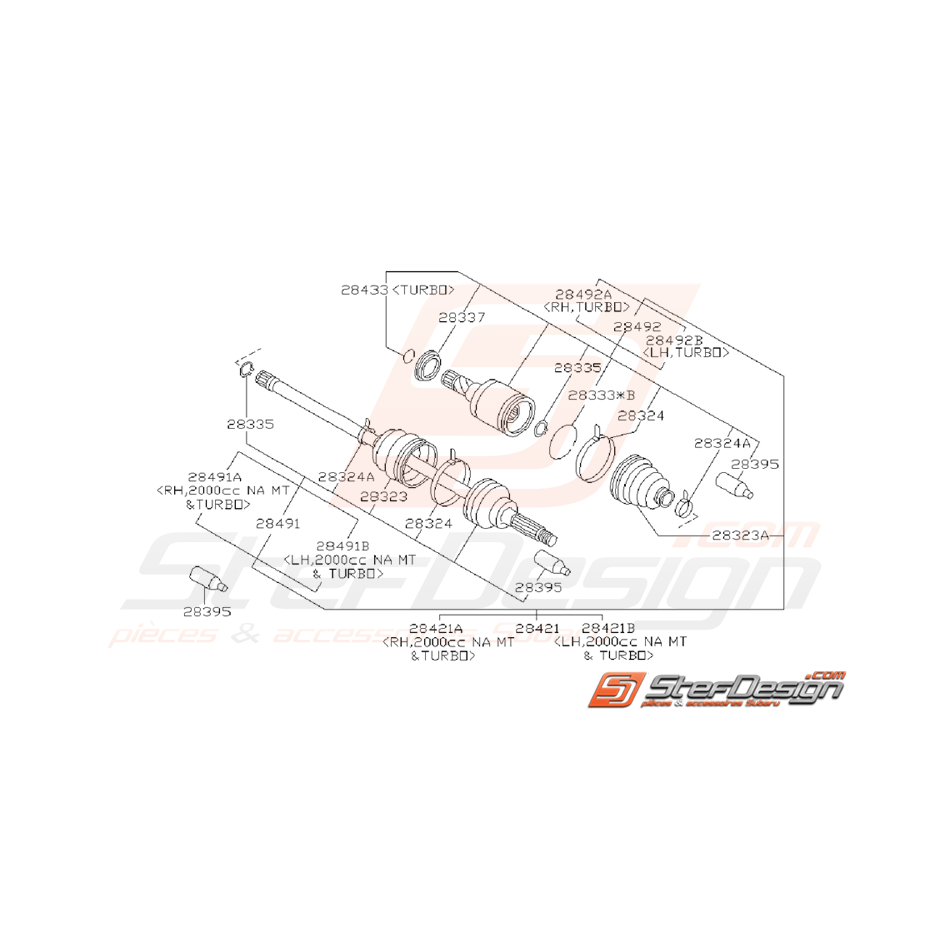Ensemble Cardan Arrière Origine Subaru GT 1993 - 2000