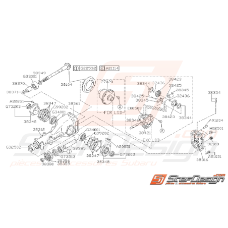 Ensemble Différentiel Arrière Origine Subaru GT 1993 - 1996