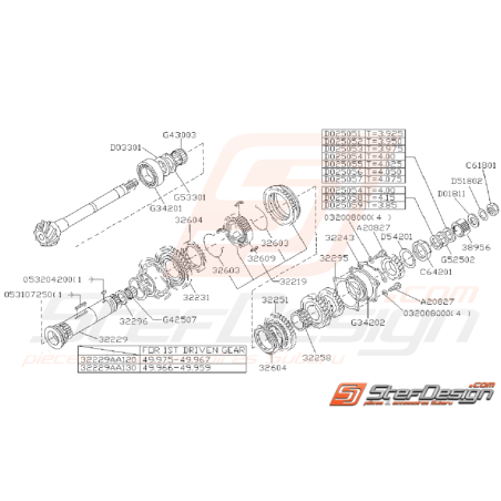 Ensemble Arbre Secondaire Subaru GT 1993 - 1995