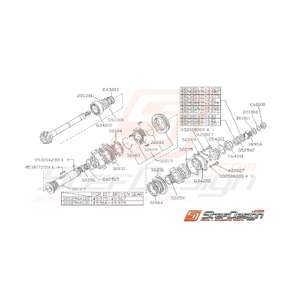 Ensemble Arbre Secondaire Subaru GT 1993 - 1995
