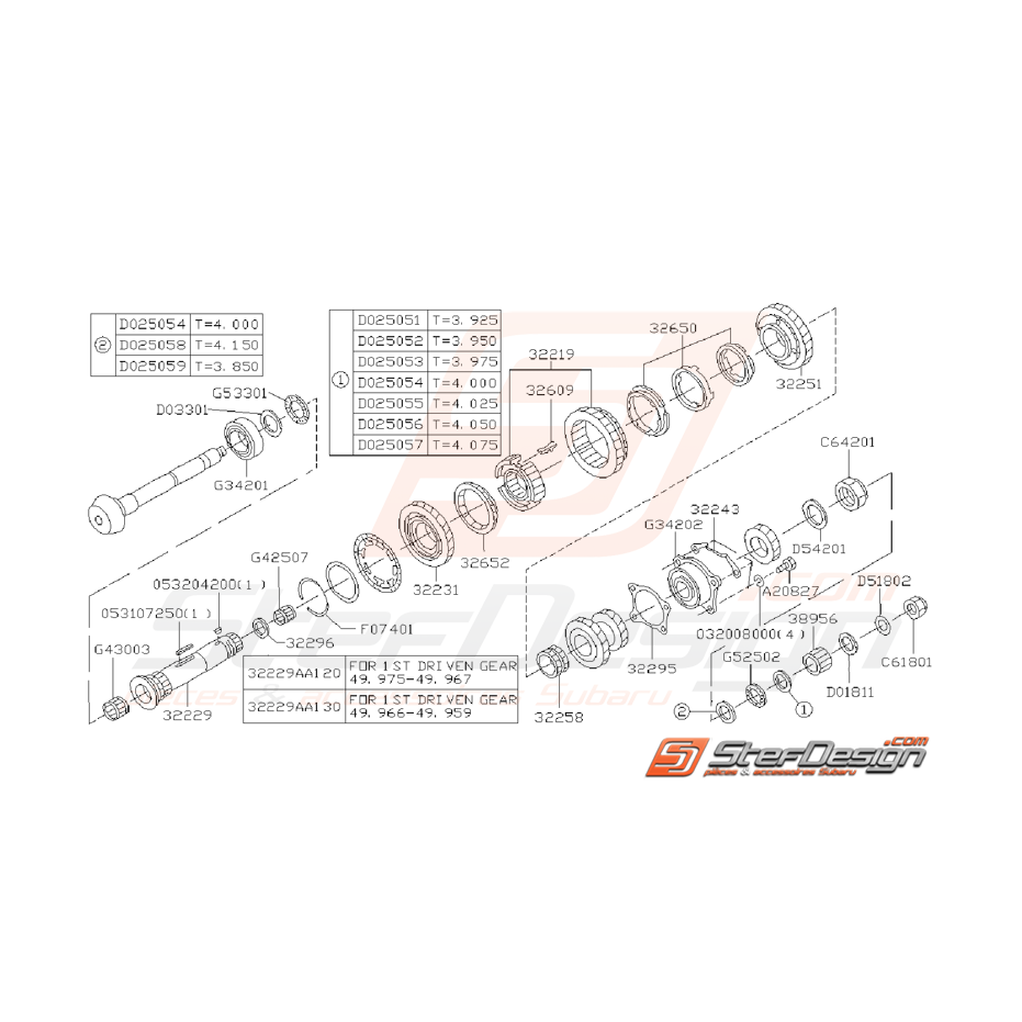 Ensemble Arbre Secondaire Subaru Impreza GT 05/1995 - 03/1996