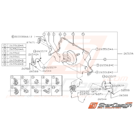 Ensemble Conduite de Frein Avant Sans ABS Origine Subaru GT 1993 - 1996