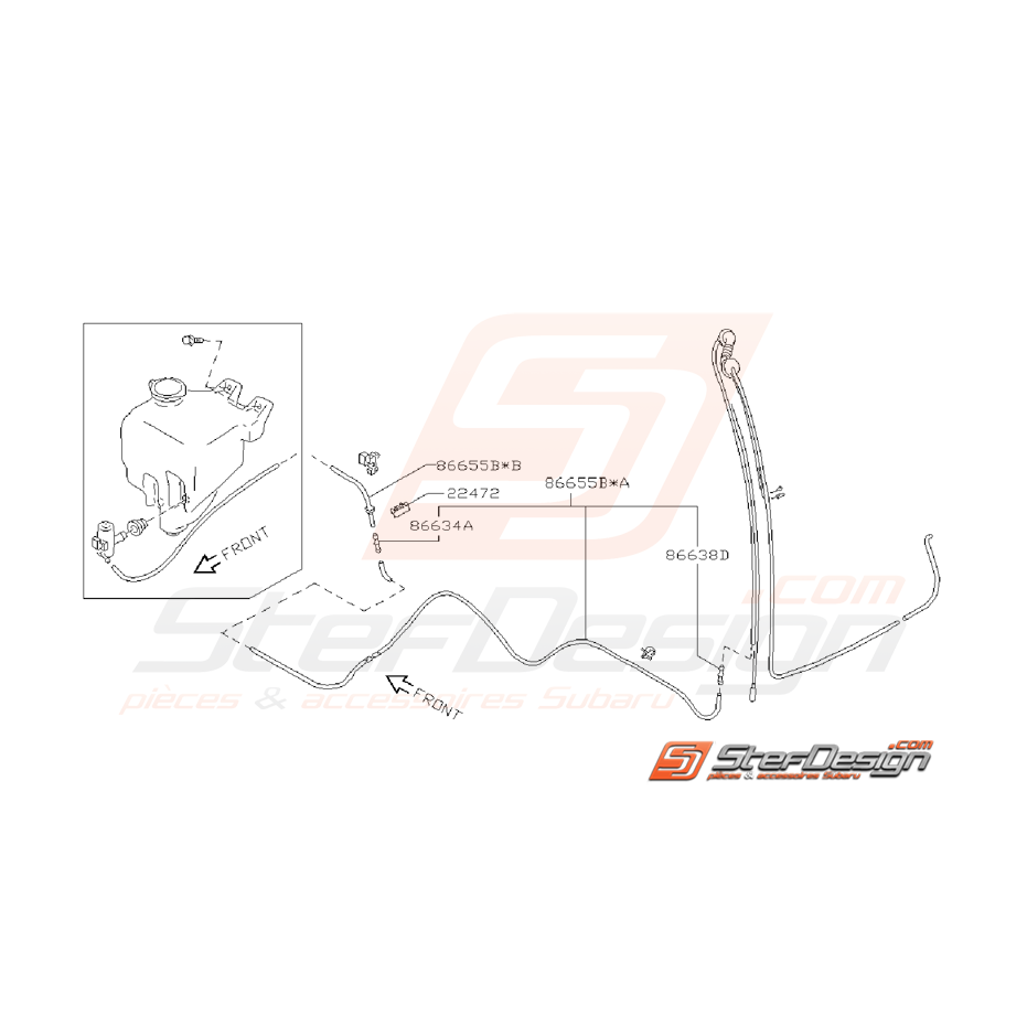 Ensemble Tuyau Lave Glace Arrière Origine Subaru GT 1997 - 1998