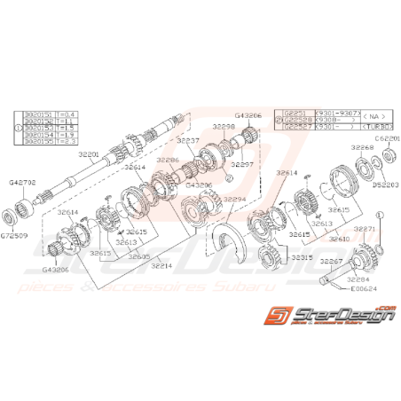 Ensemble Arbre Primaire Subaru Impreza GT 1993 - 1994