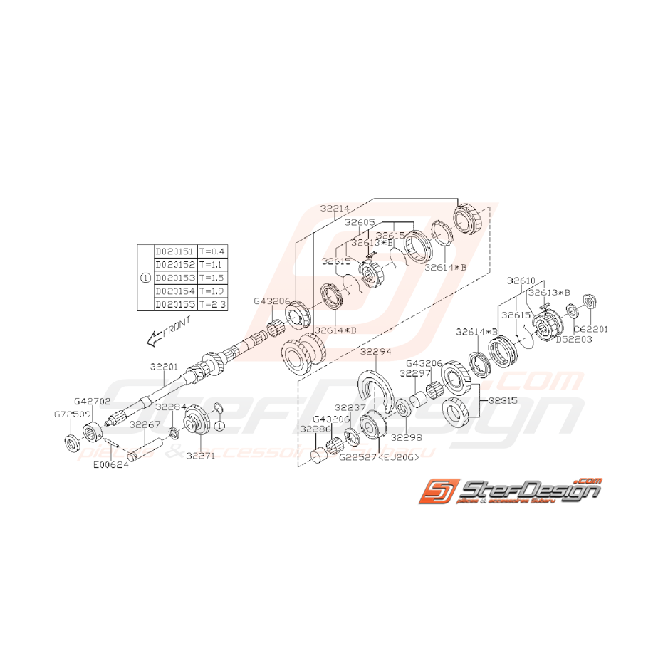Ensemble Arbre Primaire Subaru Impreza GT 1996 - 1997