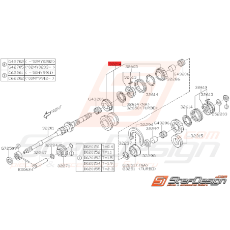 Pignon 3 et 4 Origine Subaru GT 1999 - 2000