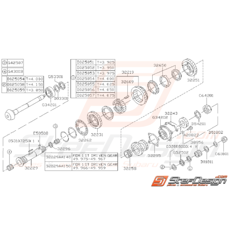 Ensemble Arbre Secondaire Subaru Impreza GT 1997 - 1998