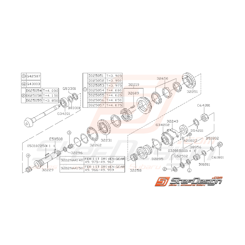 Ensemble Arbre Secondaire Subaru Impreza GT 1997 - 1998