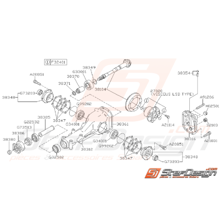 Ensemble Différentiel Arrière Subaru WRX 2001 - 2007