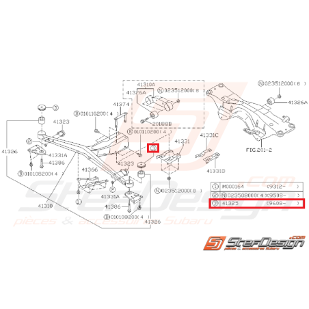 Butée de support de différentiel SUBARU GT 97-00 WRX/STI 01-07
