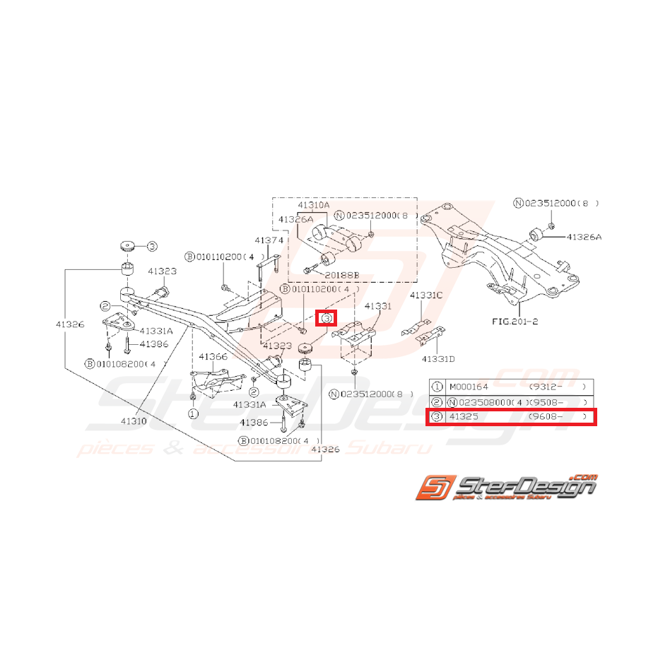 Butée de support de différentiel SUBARU GT 97-00 WRX/STI 01-07