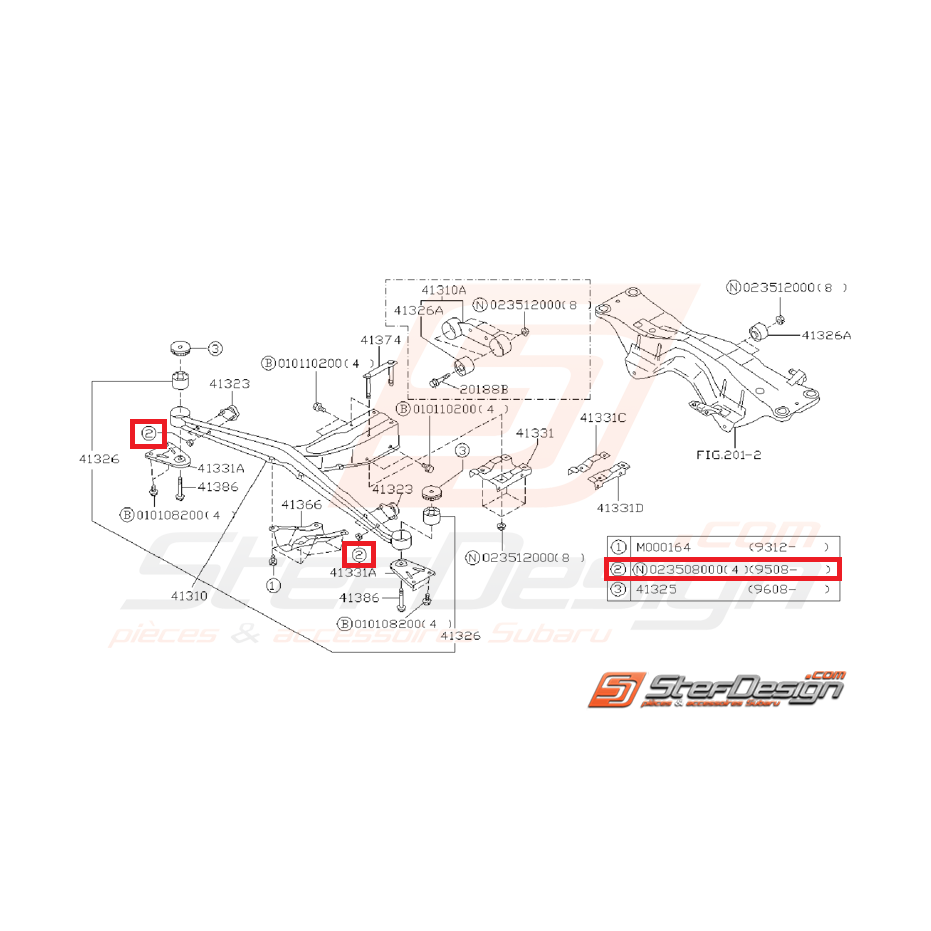 Écrou boite de vitesse et de support de pont GT 97-00 WRX/STI 01-07