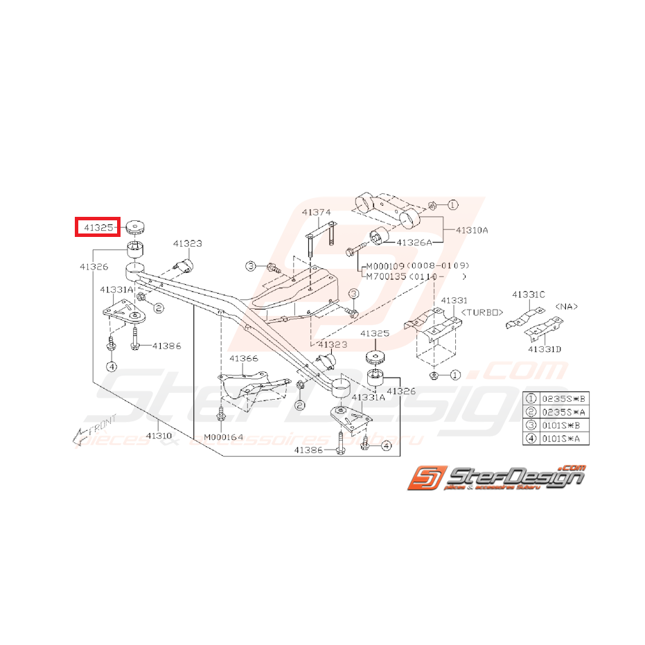 Butée de support de différentiel SUBARU GT 97-00 WRX/STI 01-07
