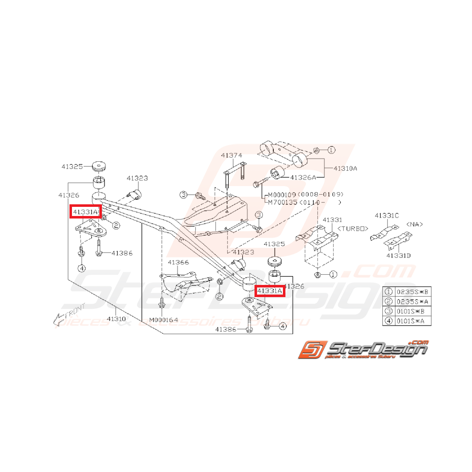Support de traverse de différentiel arrière GT 93-00 WRX/STI 01-07 Support de traverse de différentiel arrière GT 93-00 WRX/STI 01-07