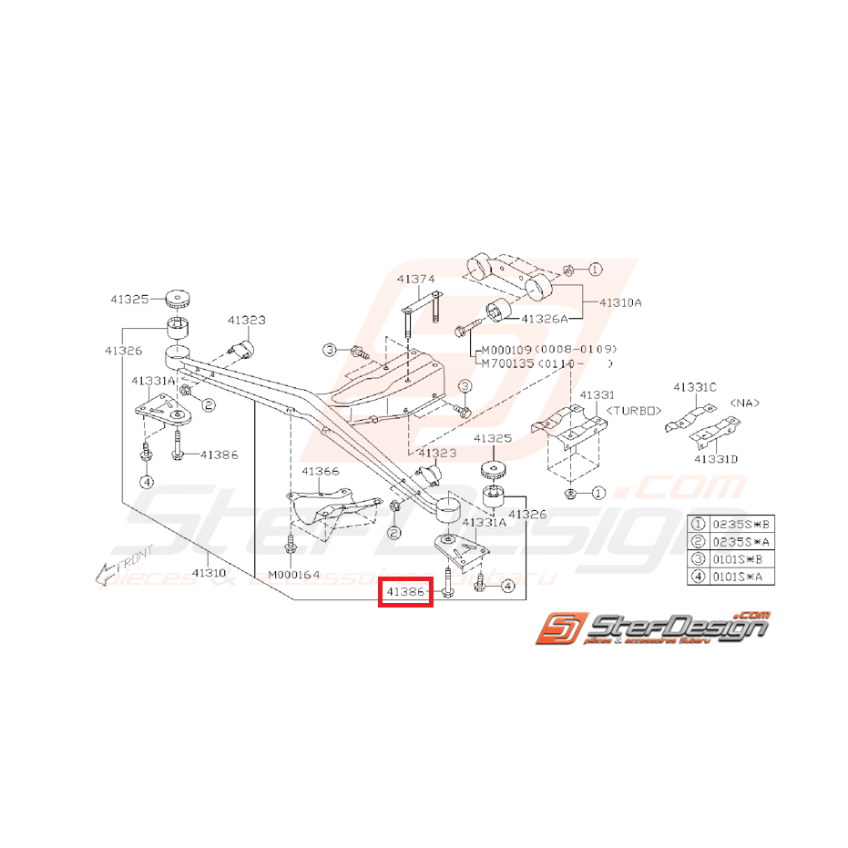Boulon de fixation traverse de pont GT 93-00 Boulon de fixation traverse de pont GT 93-00