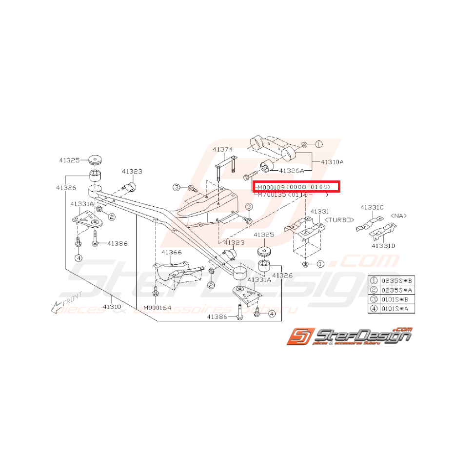 Vis de fixation bras de renfort GT 93-00 WRX/STI 01-07